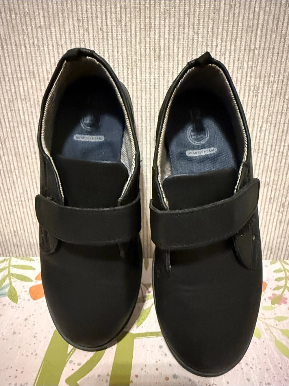 Kids Black Velcro Slip-On shoes